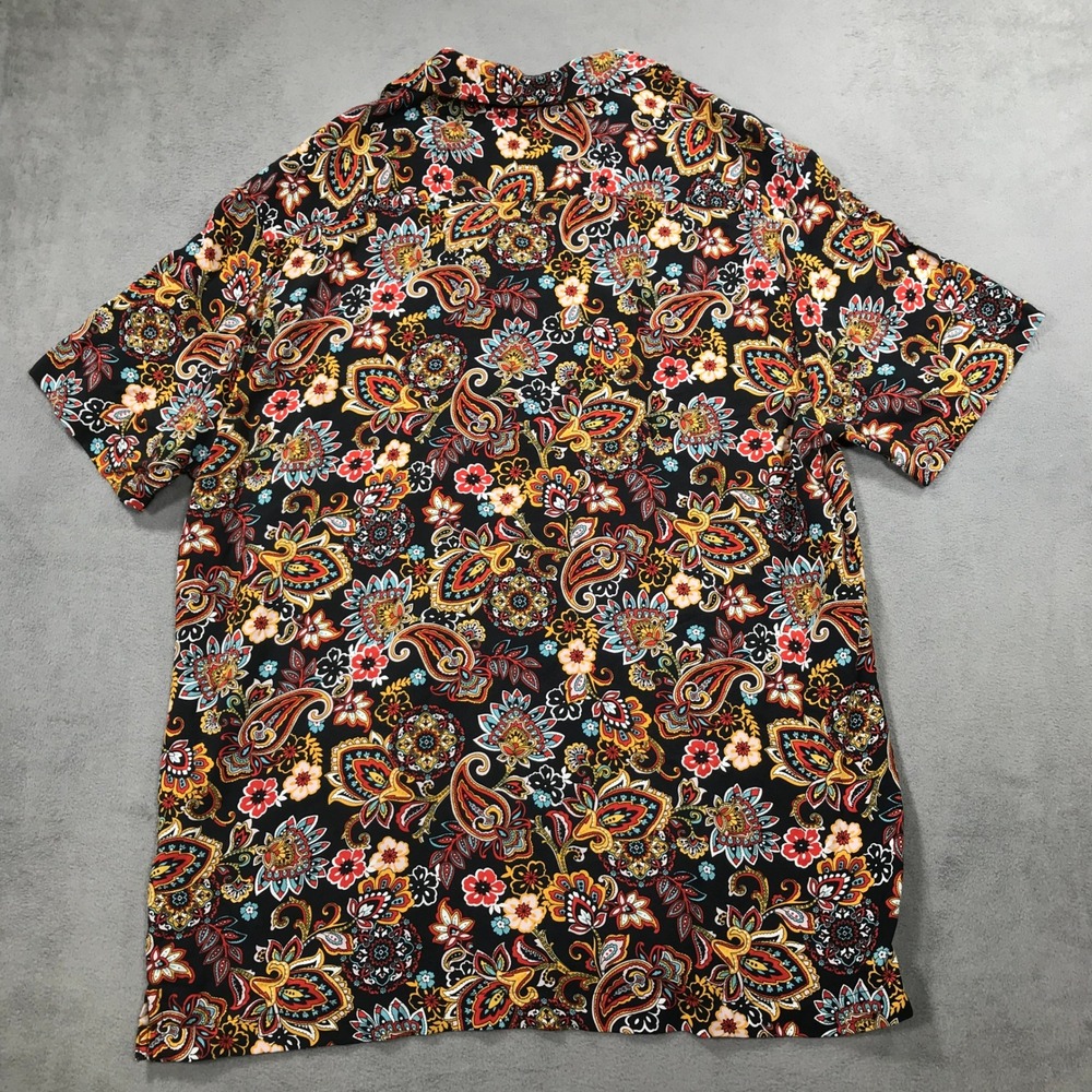 Denim & Flower Shirt Mens Large Paisley Viscose Short Sleeve Lightweight NEW - Picture 8 of 10